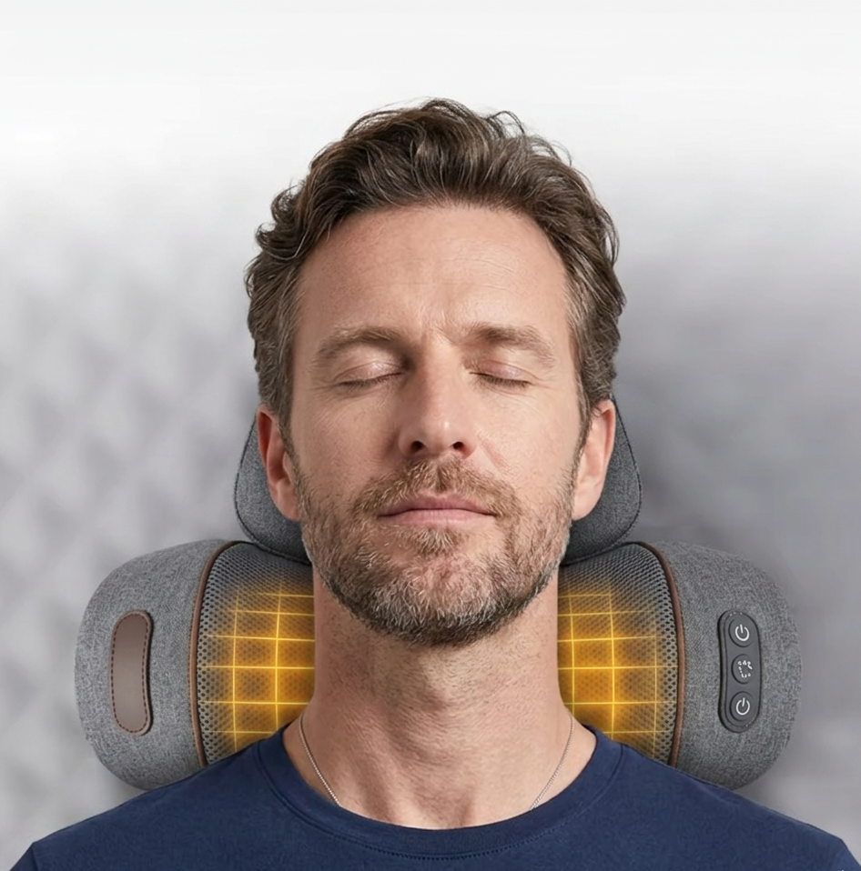 Ergonomic Pillow with Massage and Heat